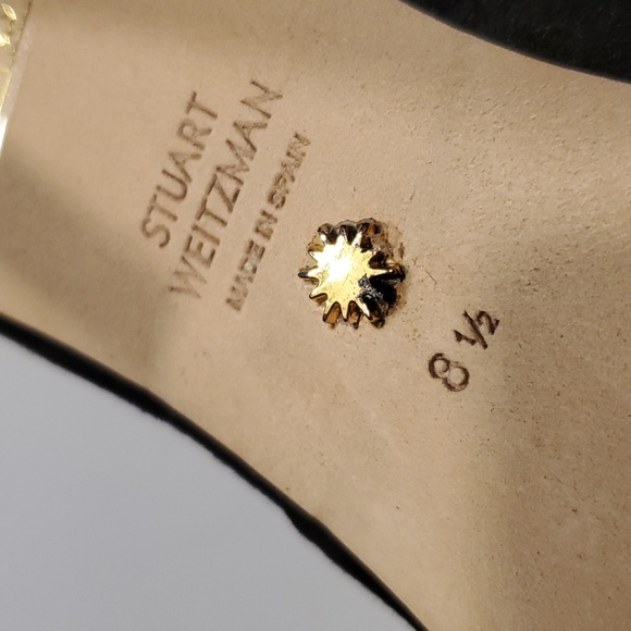 Stuart Weitzman Arista Shine Crystal Pearl Black Suede Ankle Booties Size 8.5B - Picture 15 of 16